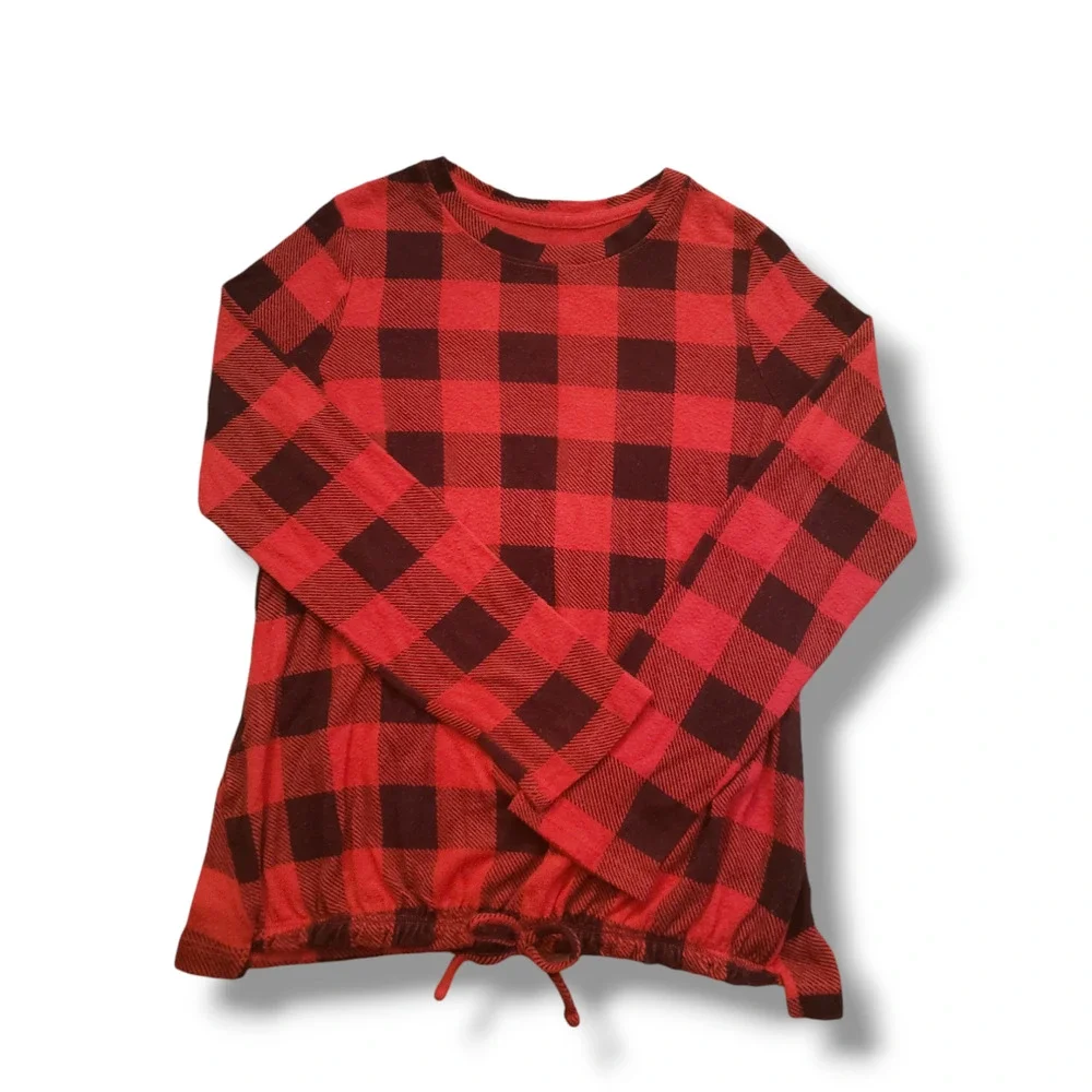 Buffalo Plaid 7/8 Drawstring Hem Sweater Girls Cat & Jack